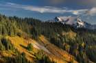 Autumn hues on Mazama Ridge and fresh snow on Tatoosh Range in Mount Rainier NP, Washington Art Print